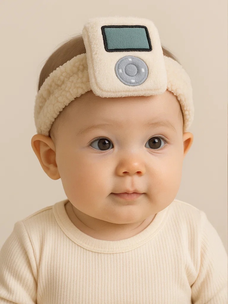 Classic MP3 Plush Baby Headband – Retro Music Player Style